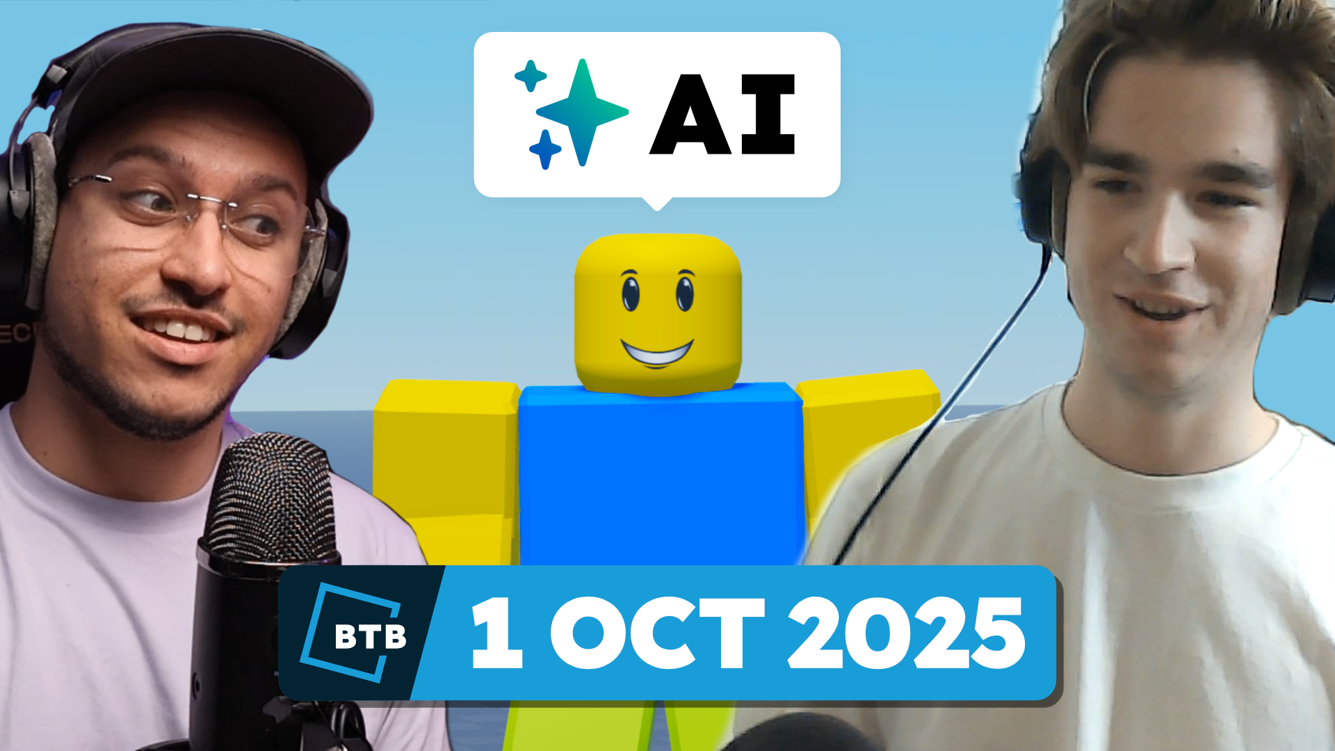 Adam and Fedor looking at an AI-powered NPC chatting.