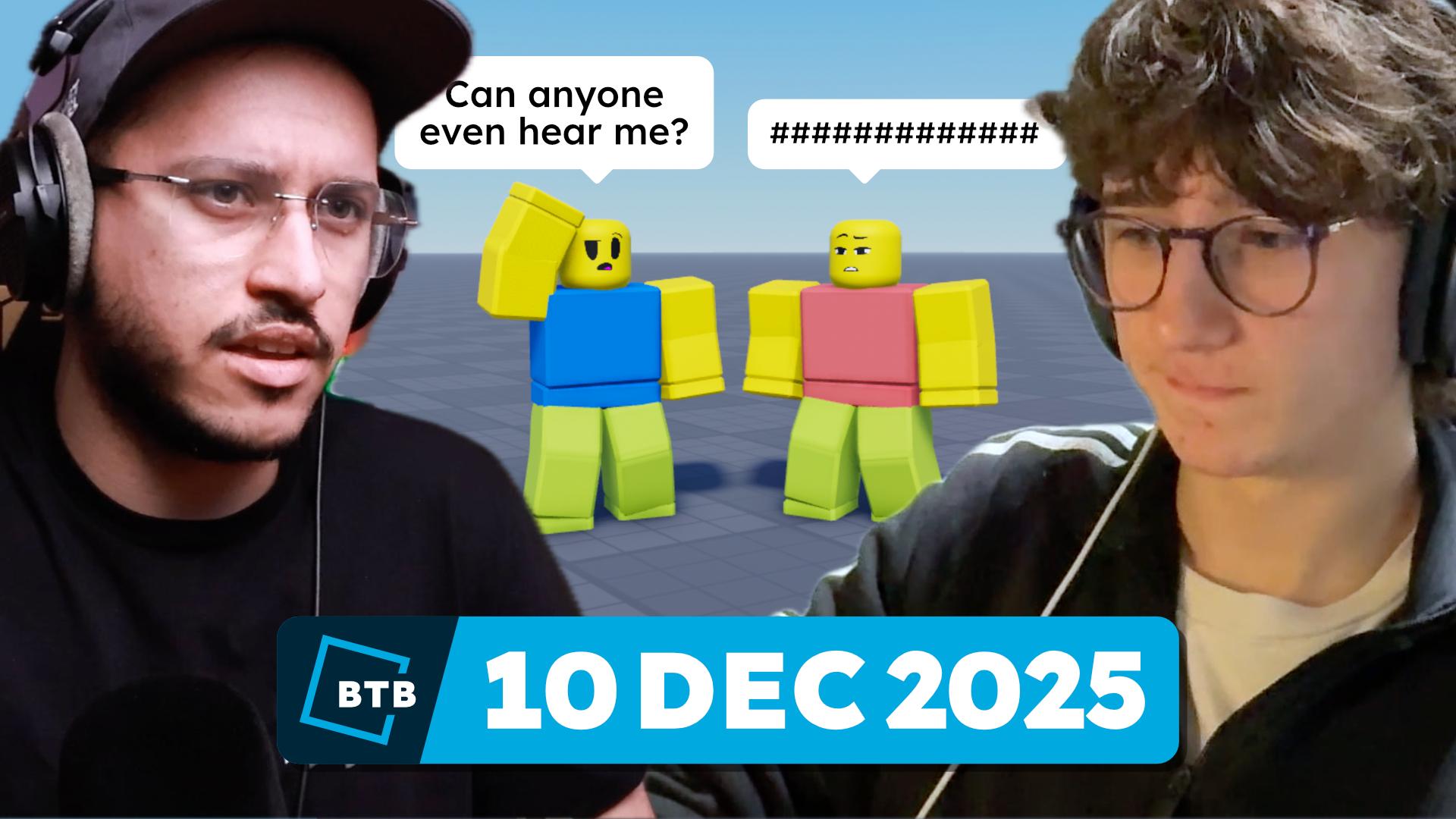 Adam and Anthony looking over a Roblox player interaction where one player is unable to respond to another.