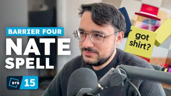 Barrier Four - Nate Spell; a still of Nate next to his Roblox avatar, WhereIsMyShirt.