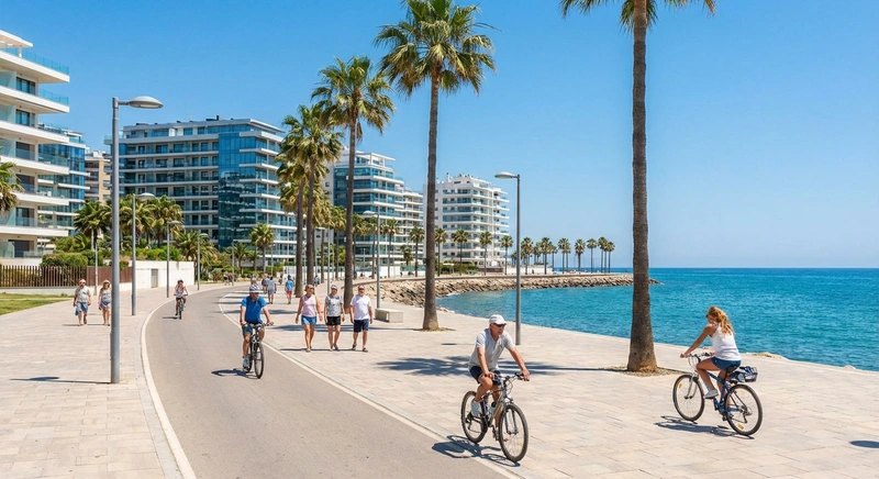Estepona beachfront promenade with modern apartments