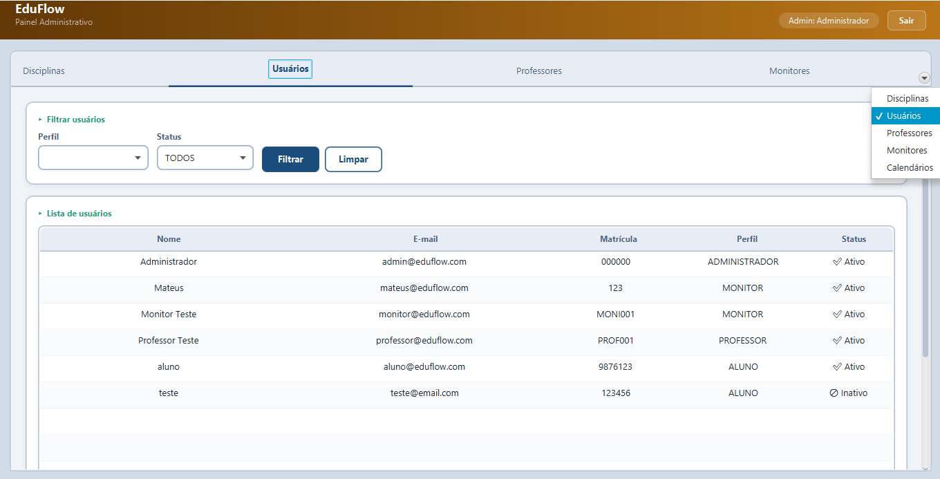 Imagem da sessão Admin Dashboard