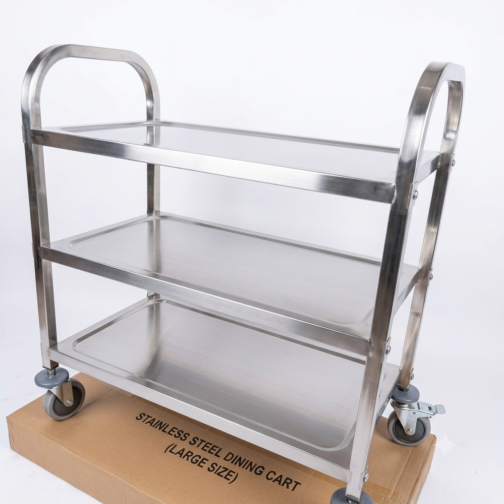 Stainless Steel Three-Tier Service Cart